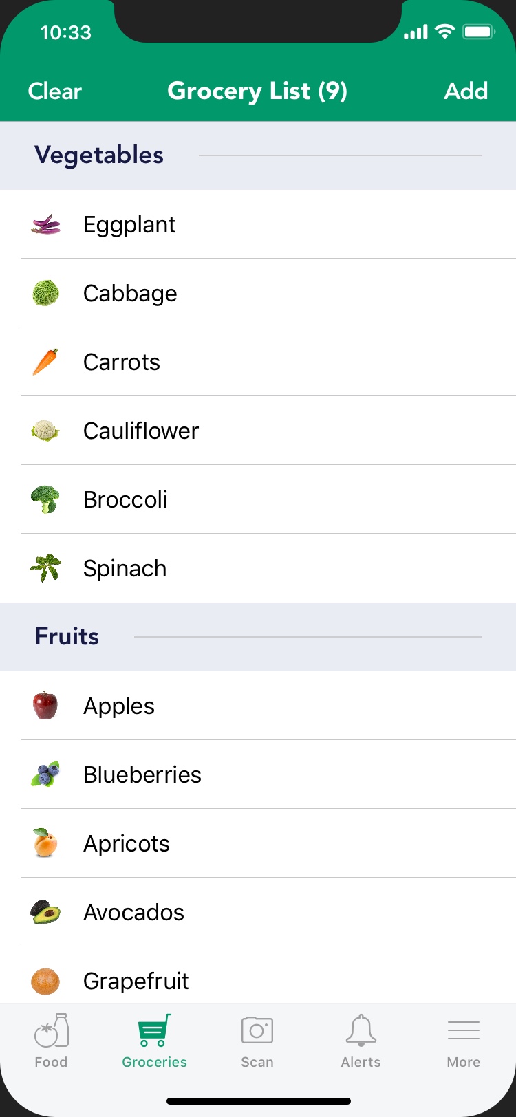 Grocery List Screenshot