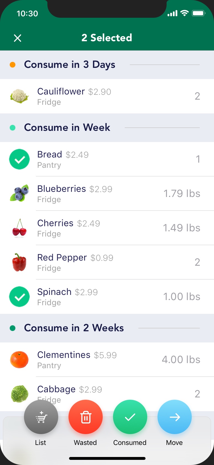 Selected Items Screenshot