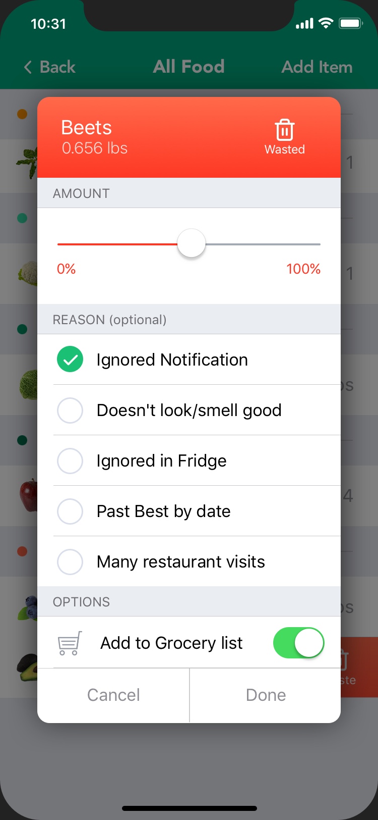 Wasted Items Screenshot