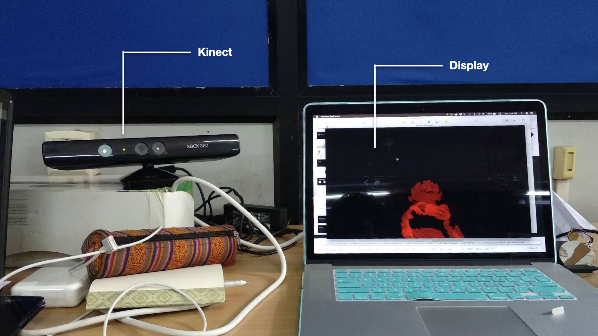 A kinect sensor and a laptop.