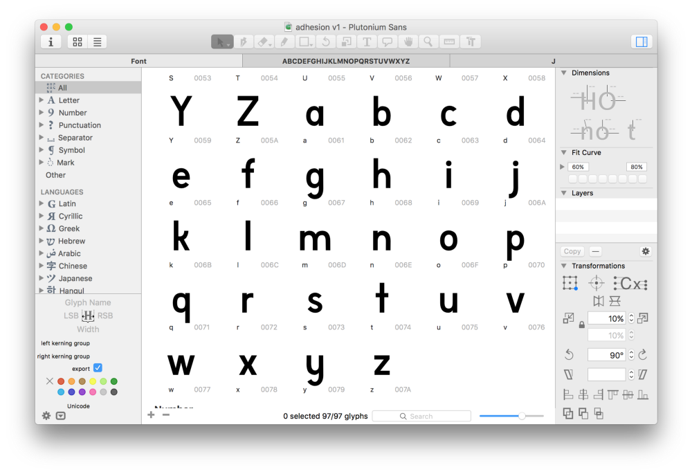 Glyphs for Mac