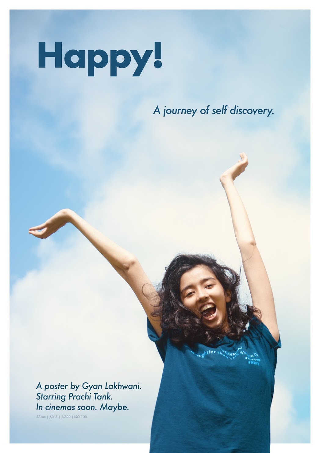 Movie poster titled "Happy, a journey of self discovery."